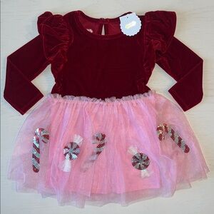 🎄 Mudpie Christmas Candy Cane Tutu Dress 12-18 months 2T 3T 4T 5T